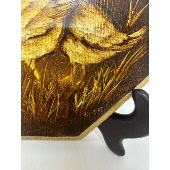 VTG Rustic Farmhouse Duck Wall Hanging Octagon Wooden Art Panel 8.75"x8.75" - Picture 2 of 8